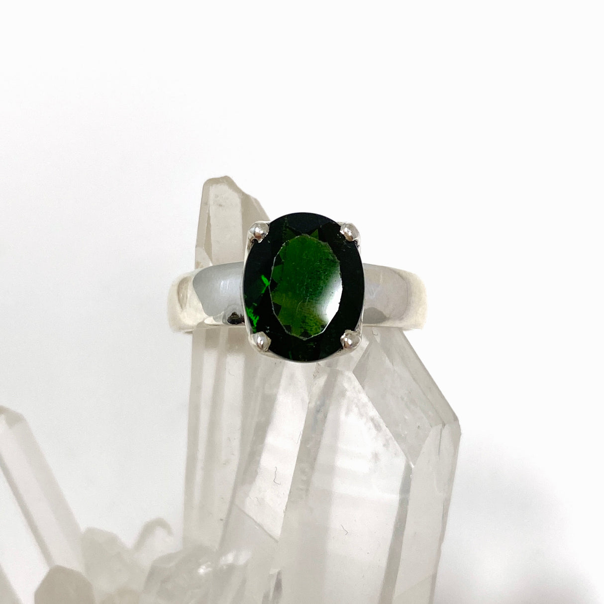 Chrome Diopside Oval Faceted Ring Size 7 PRGJ518