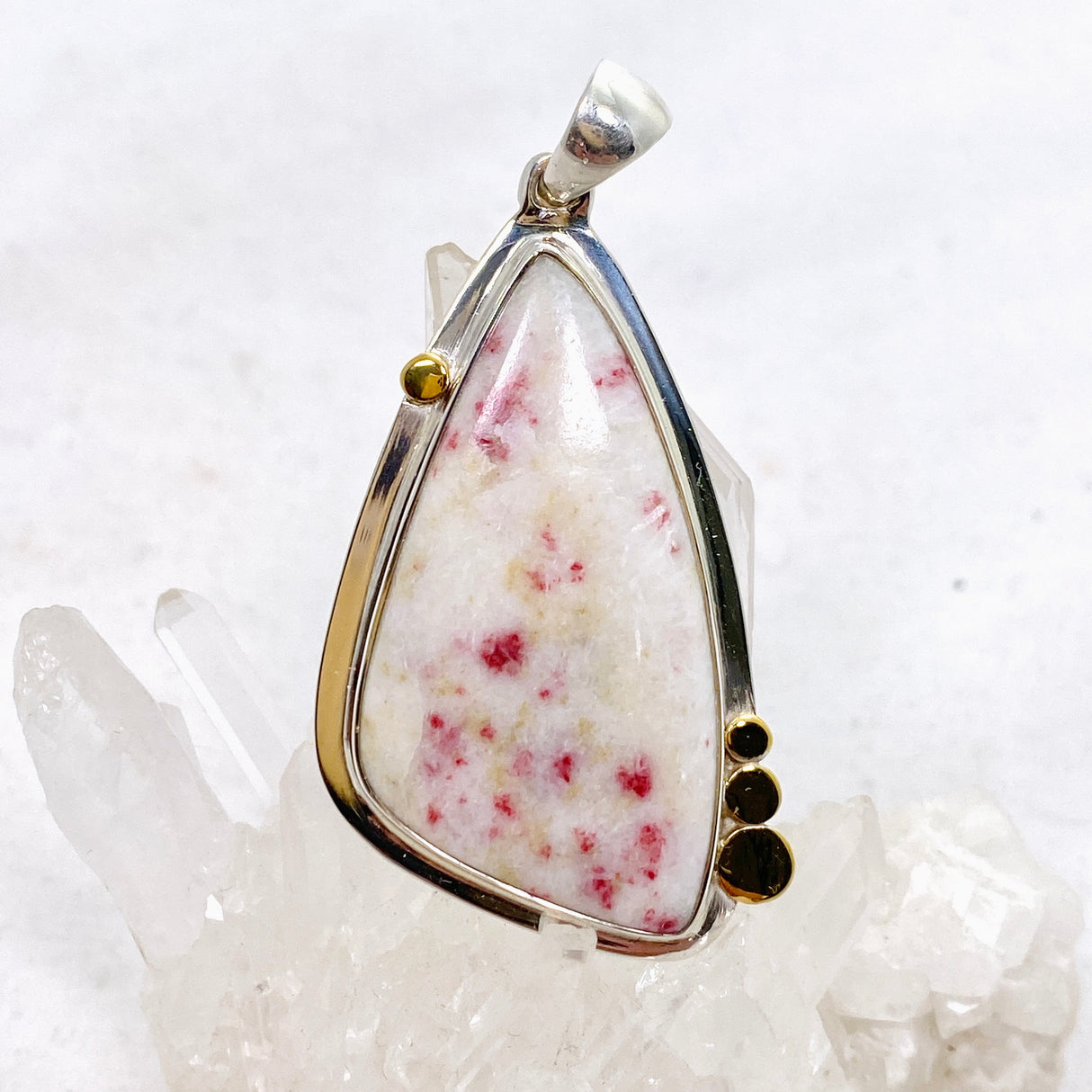 Cinnabar Freeform Cabochon Pendant in a Decorative Setting KPGJ4753