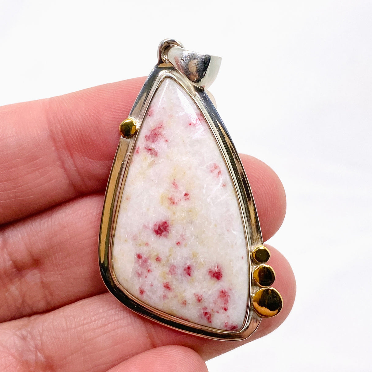 Cinnabar Freeform Cabochon Pendant in a Decorative Setting KPGJ4753