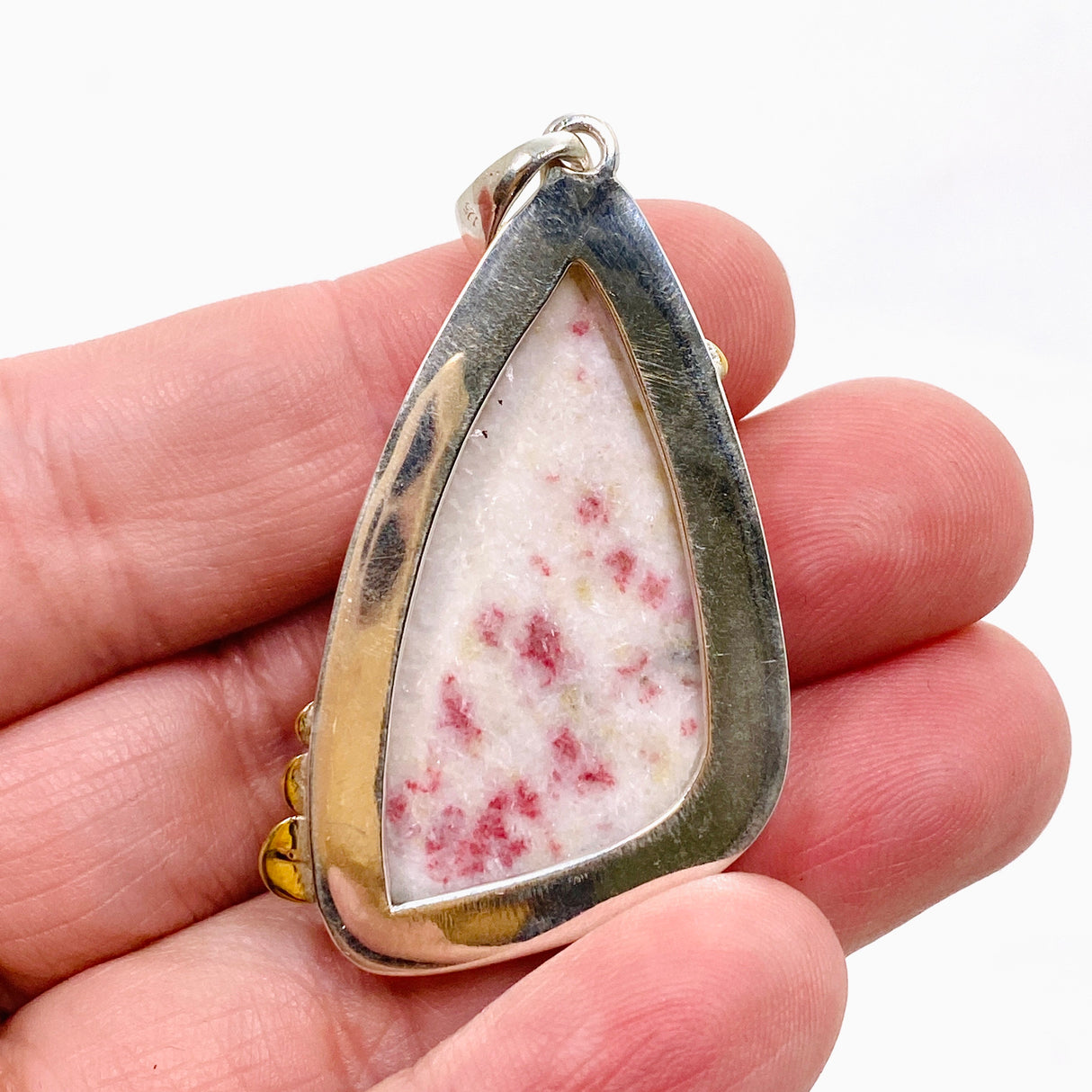 Cinnabar Freeform Cabochon Pendant in a Decorative Setting KPGJ4753