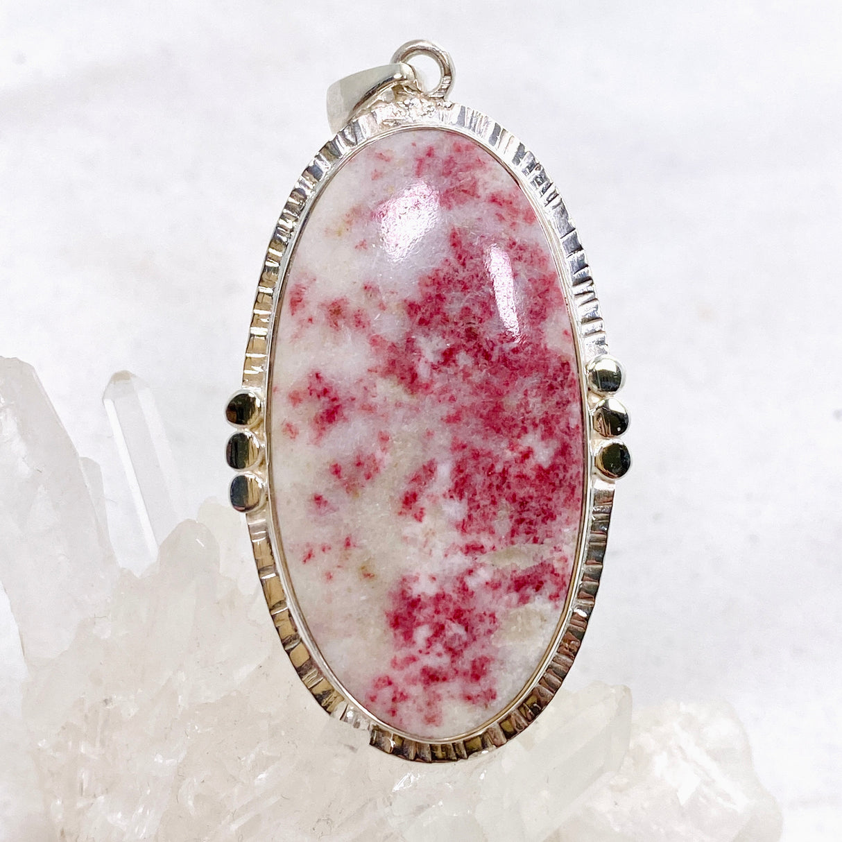 Cinnabar Oval Cabochon Pendant in a Decorative Setting KPGJ4752