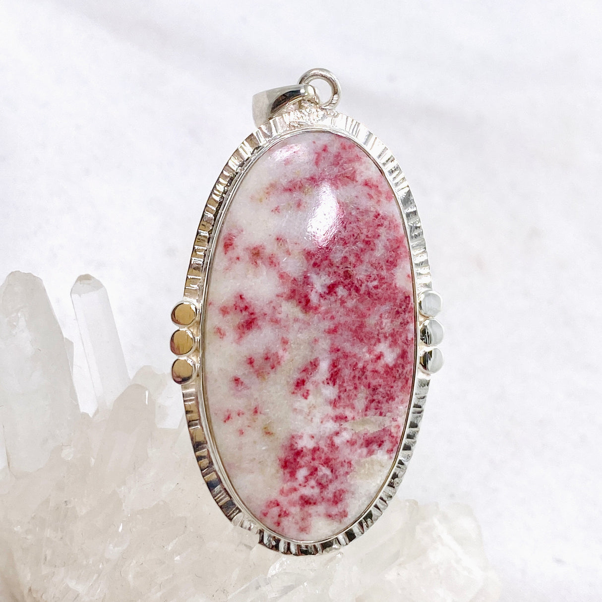 Cinnabar Oval Cabochon Pendant in a Decorative Setting KPGJ4752