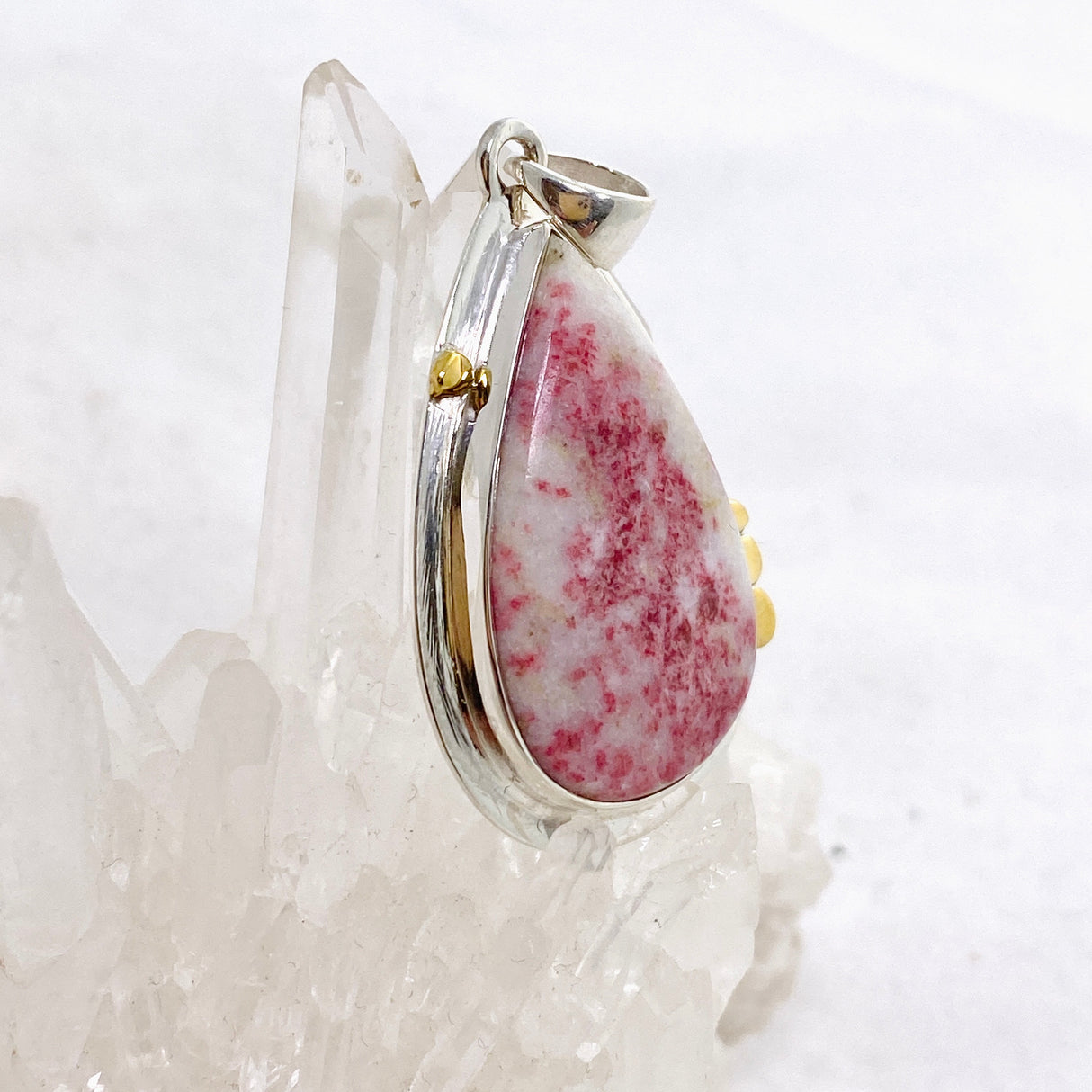 Cinnabar Teardrop Cabochon Pendant in a Decorative Setting KPGJ4751