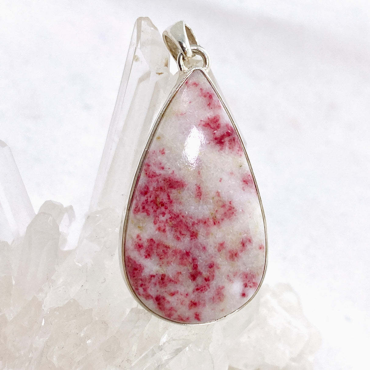 Cinnabar Teardrop Cabochon Pendant in a Hammered Setting KPGJ4749