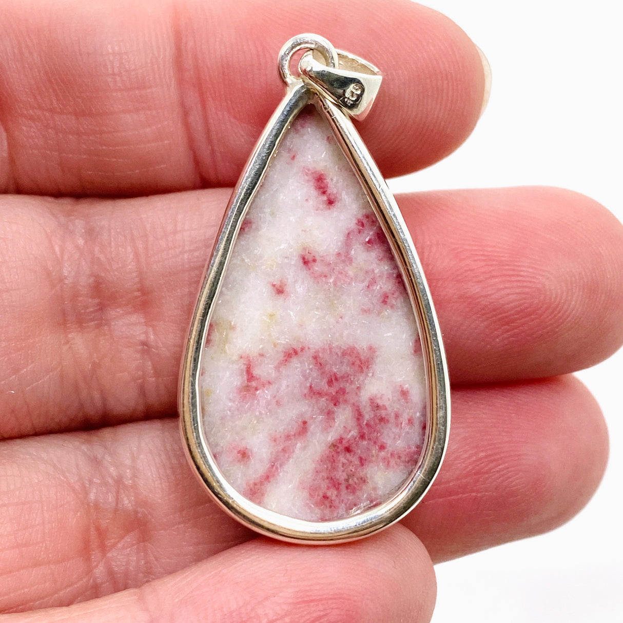 Cinnabar Teardrop Cabochon Pendant in a Hammered Setting KPGJ4749