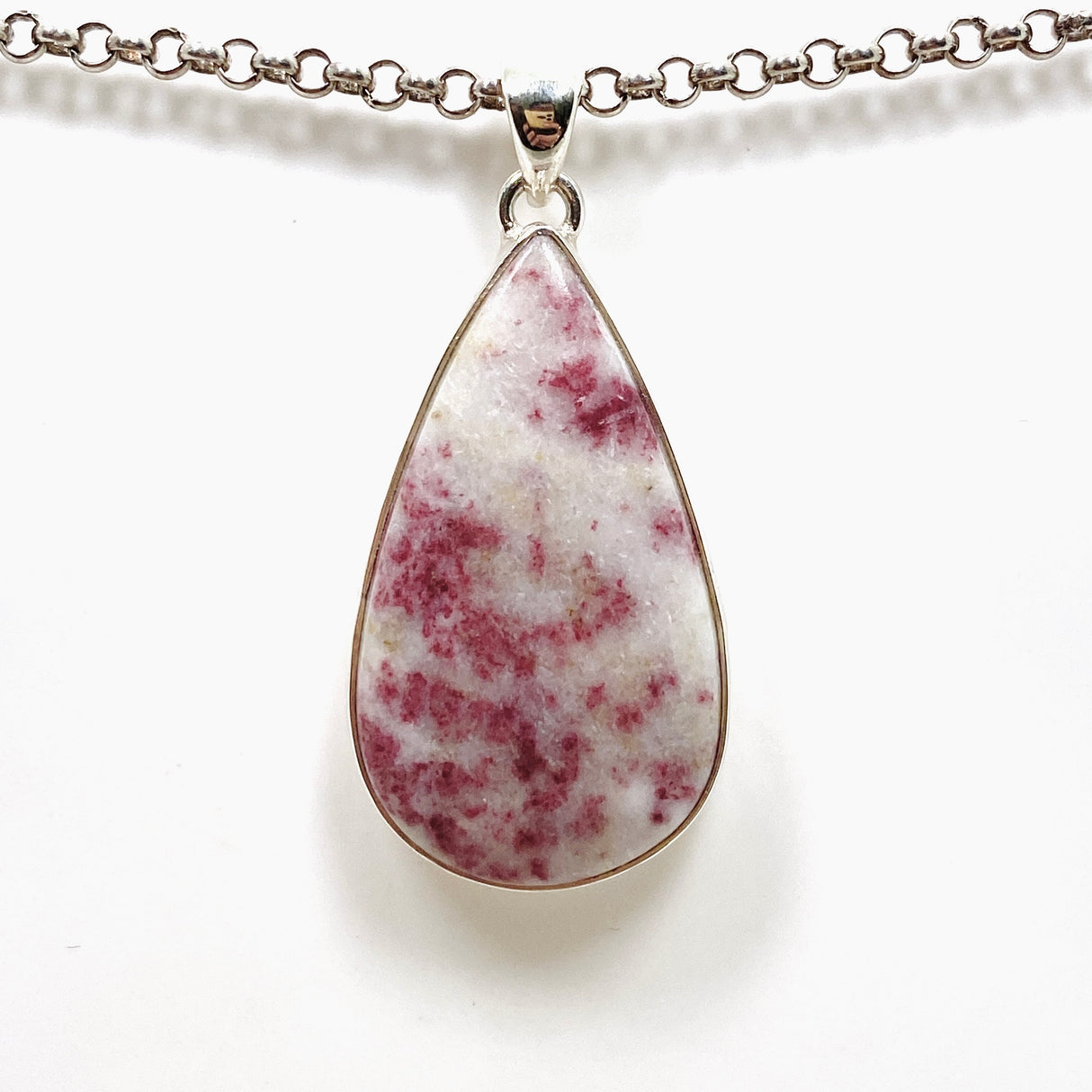 Cinnabar Teardrop Cabochon Pendant in a Hammered Setting KPGJ4749