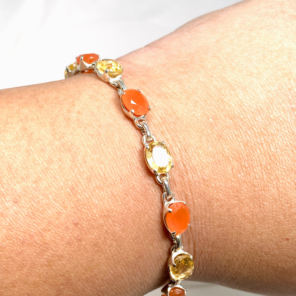 Citrine and Carnelian Oval Faceted Bracelet PBGJ002