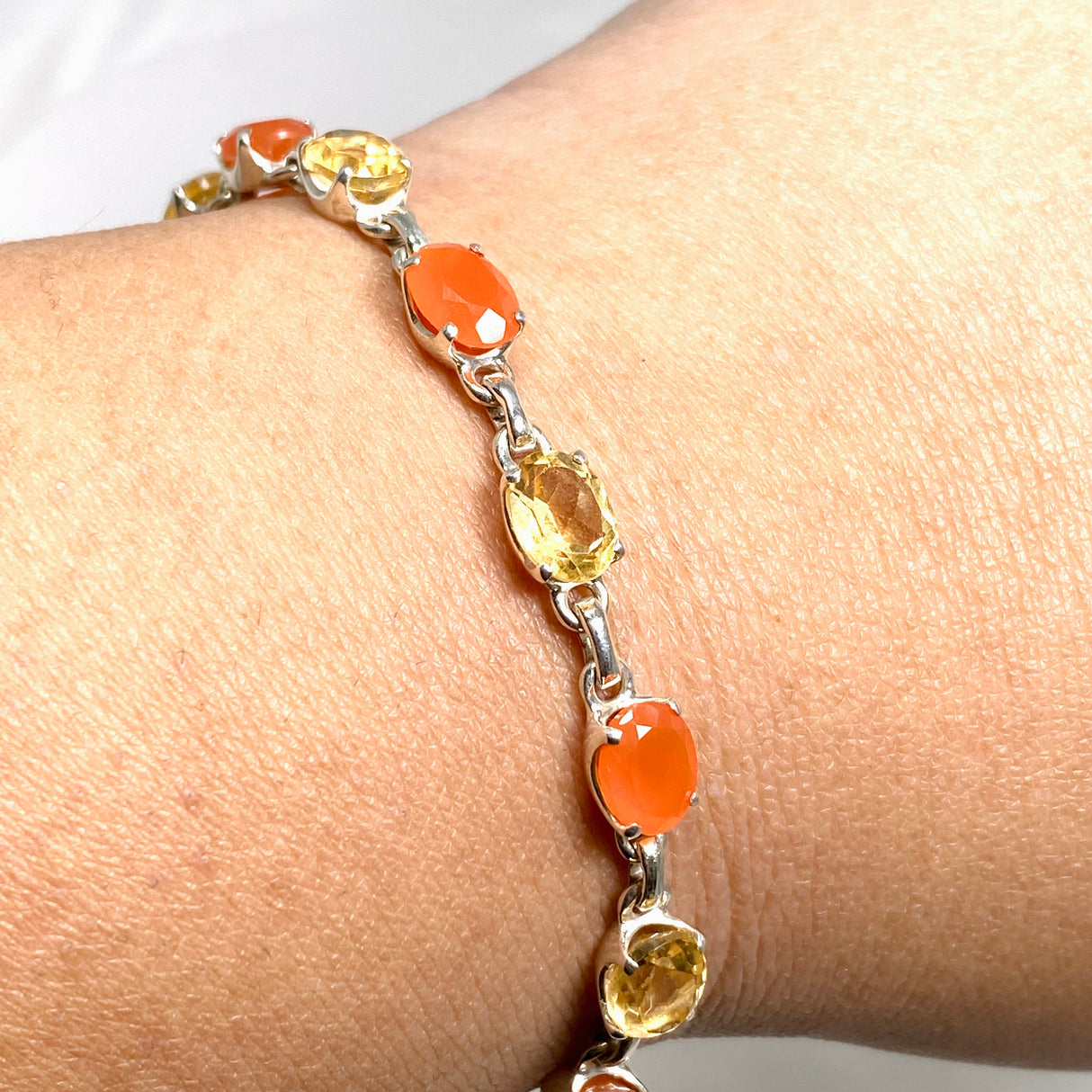 Citrine and Carnelian Oval Faceted Bracelet PBGJ002