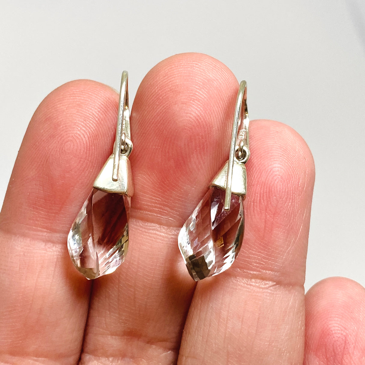 Clear Quartz Briolette Faceted Earrings PEGJ237