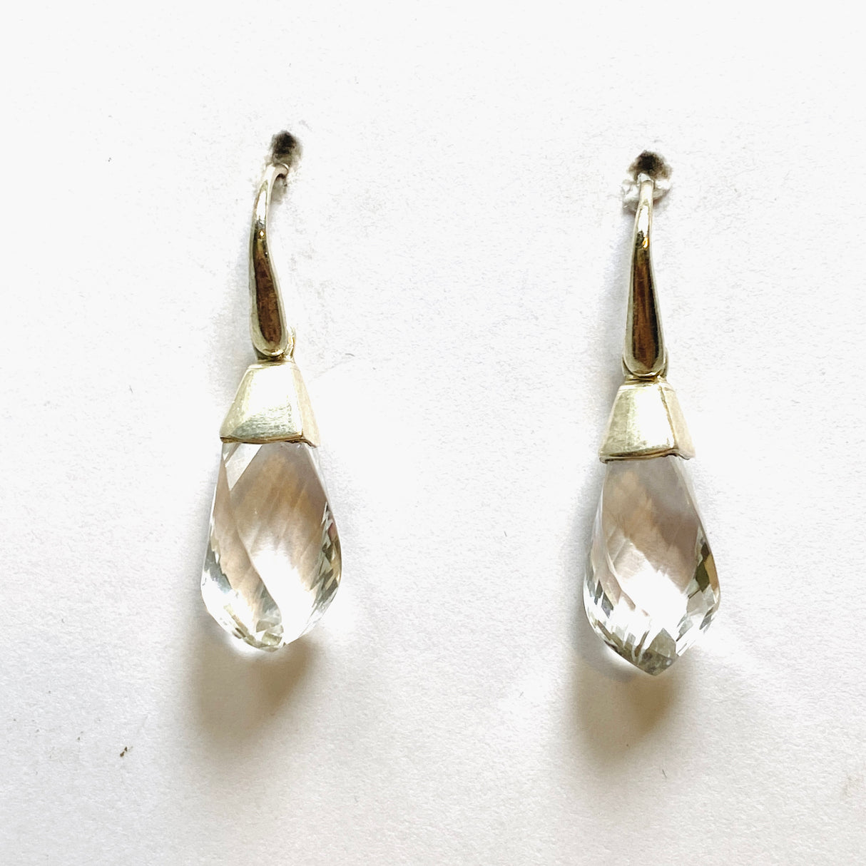 Clear Quartz Briolette Faceted Earrings PEGJ237