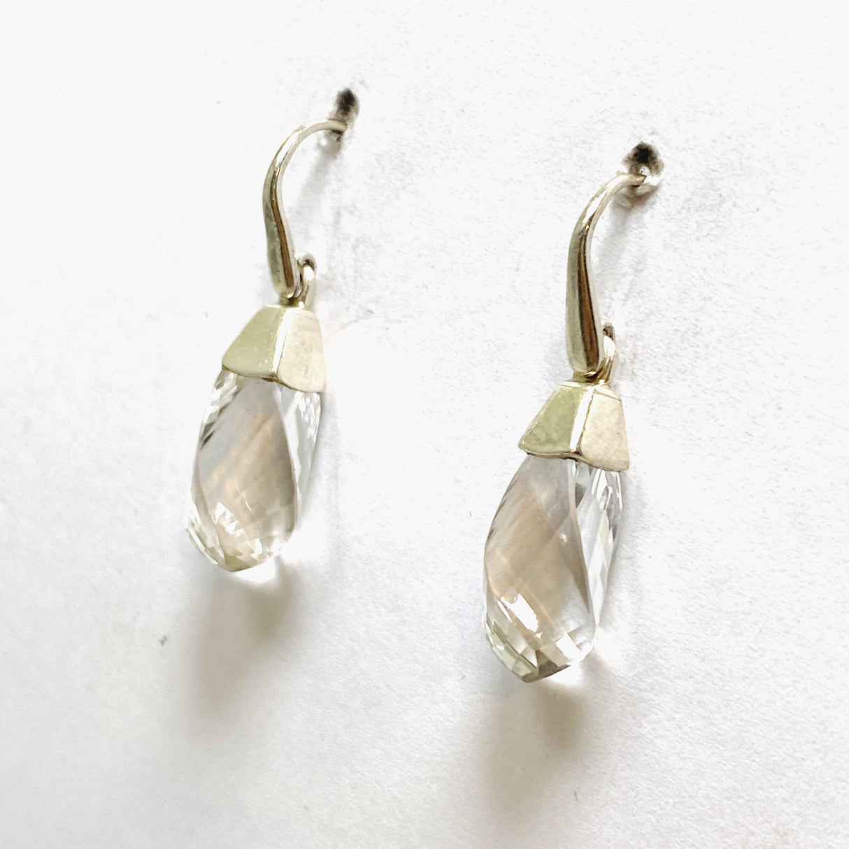 Clear Quartz Briolette Faceted Earrings PEGJ237