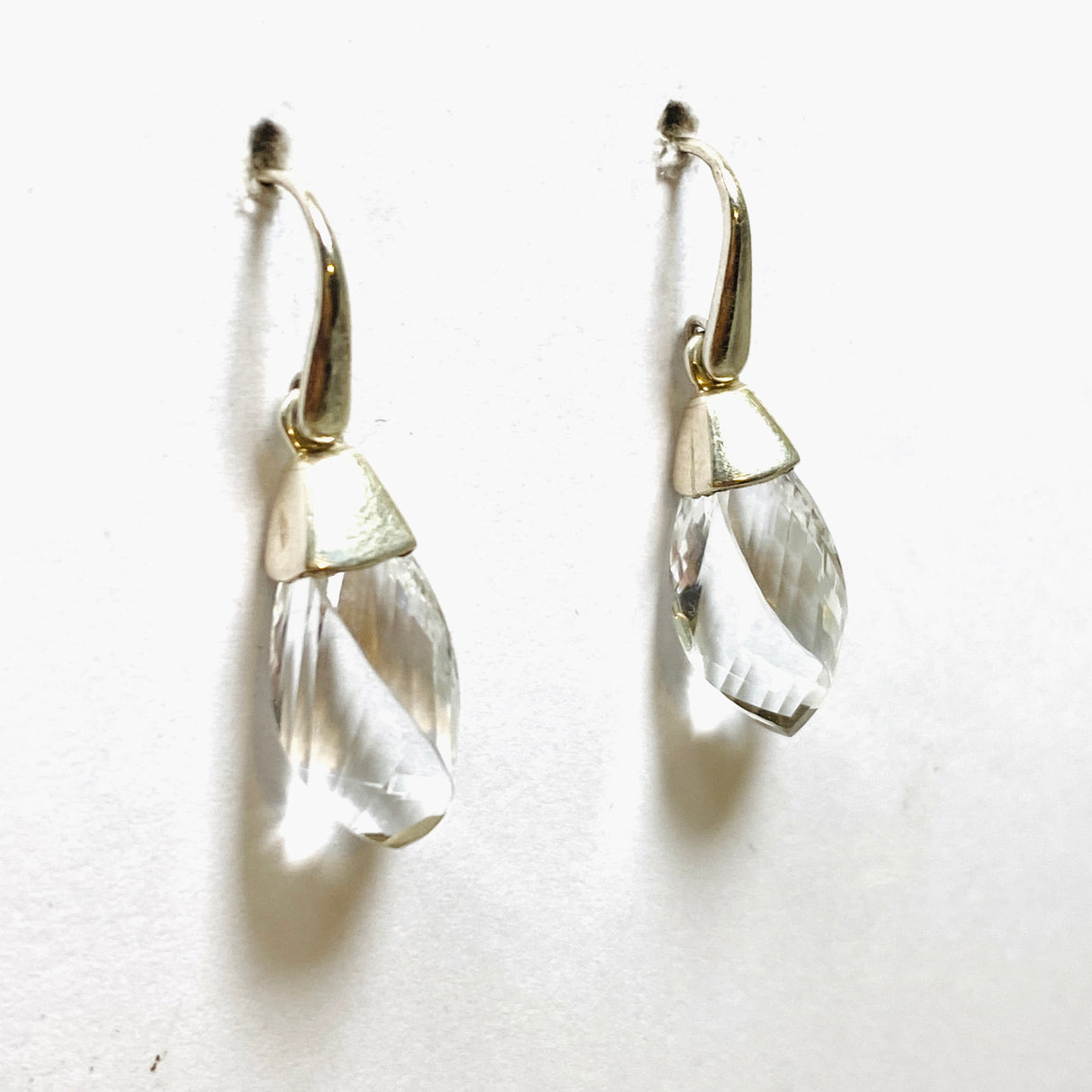 Clear Quartz Briolette Faceted Earrings PEGJ237