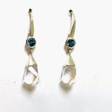 Clear Quartz Briolette Faceted Earrings with Blue Topaz Accent Stones PEGJ238