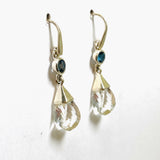 Clear Quartz Briolette Faceted Earrings with Blue Topaz Accent Stones PEGJ238