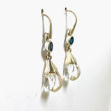 Clear Quartz Briolette Faceted Earrings with Blue Topaz Accent Stones PEGJ238