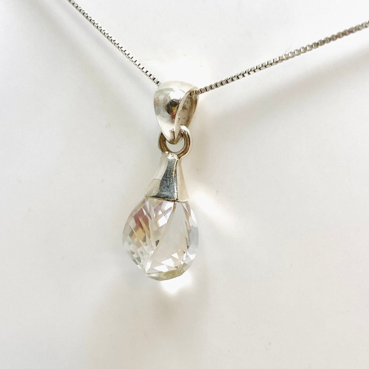 Clear Quartz Briolette Faceted Pendant PPGJ919