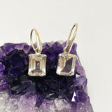 Clear Quartz Emerald Cut Faceted Earrings PEGJ224