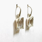 Clear Quartz Emerald Cut Faceted Earrings PEGJ225