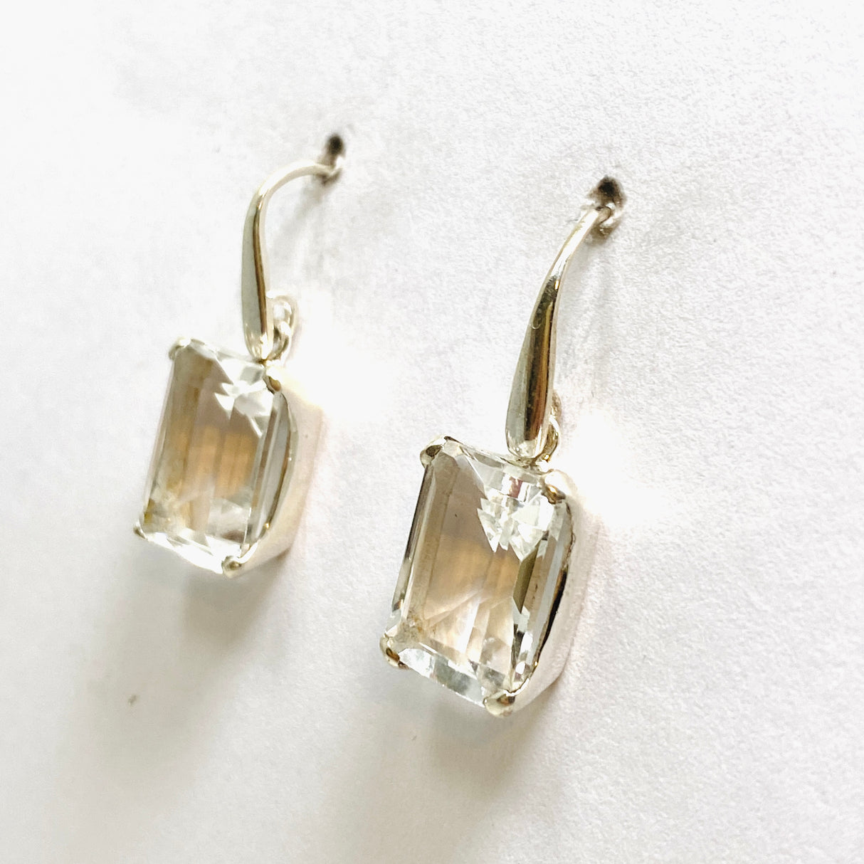 Clear Quartz Emerald Cut Faceted Earrings PEGJ225