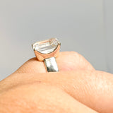 Clear Quartz Emerald Cut Faceted Ring Size 8.5 PRGJ712