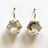 Clear Quartz Hexagon Faceted Earrings PEGJ235