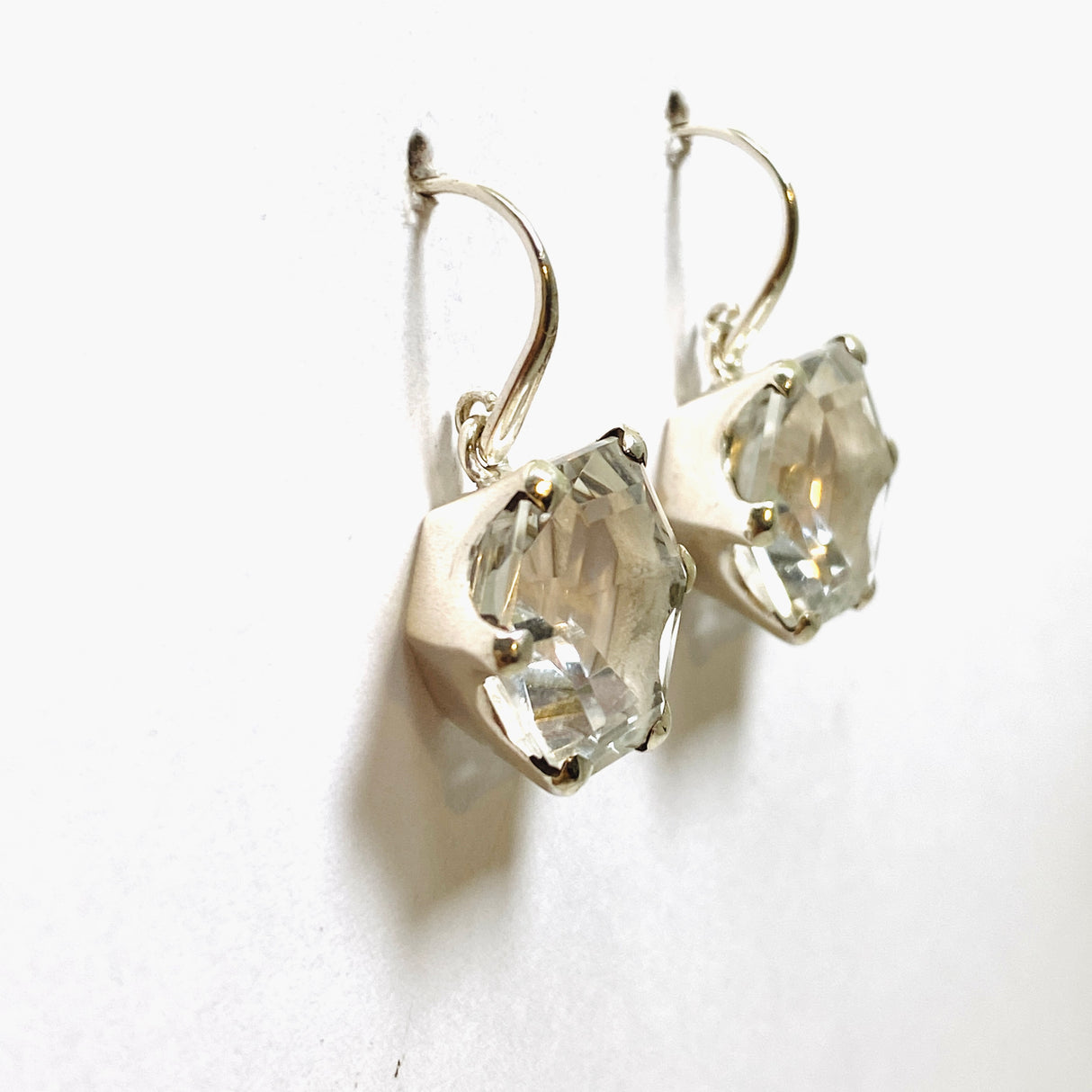 Clear Quartz Hexagon Faceted Earrings PEGJ235