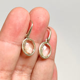 Clear Quartz Oval Checkerboard Faceted Earrings PEGJ219