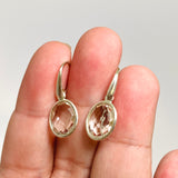 Clear Quartz Oval Checkerboard Faceted Earrings PEGJ219