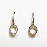 Clear Quartz Oval Checkerboard Faceted Earrings PEGJ219