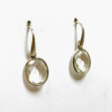 Clear Quartz Oval Checkerboard Faceted Earrings PEGJ219