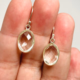 Clear Quartz Oval Checkerboard Faceted Earrings PEGJ220