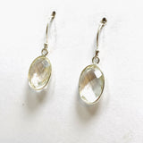 Clear Quartz Oval Checkerboard Faceted Earrings PEGJ220