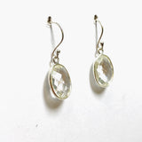 Clear Quartz Oval Checkerboard Faceted Earrings PEGJ220