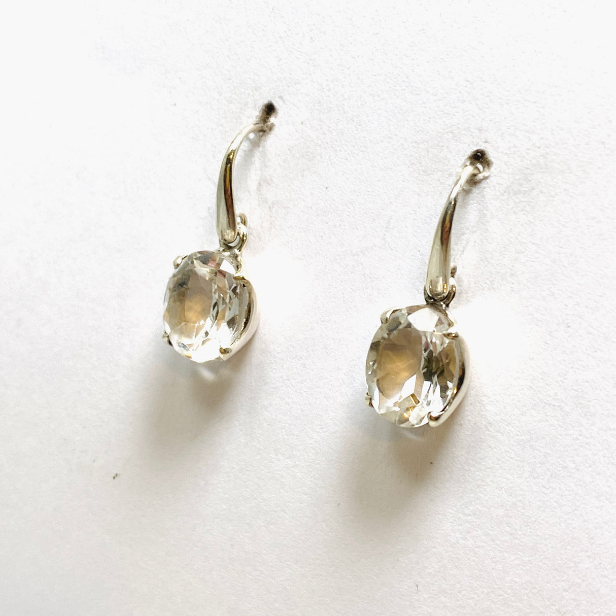 Clear Quartz Oval Faceted Earrings PEGJ216