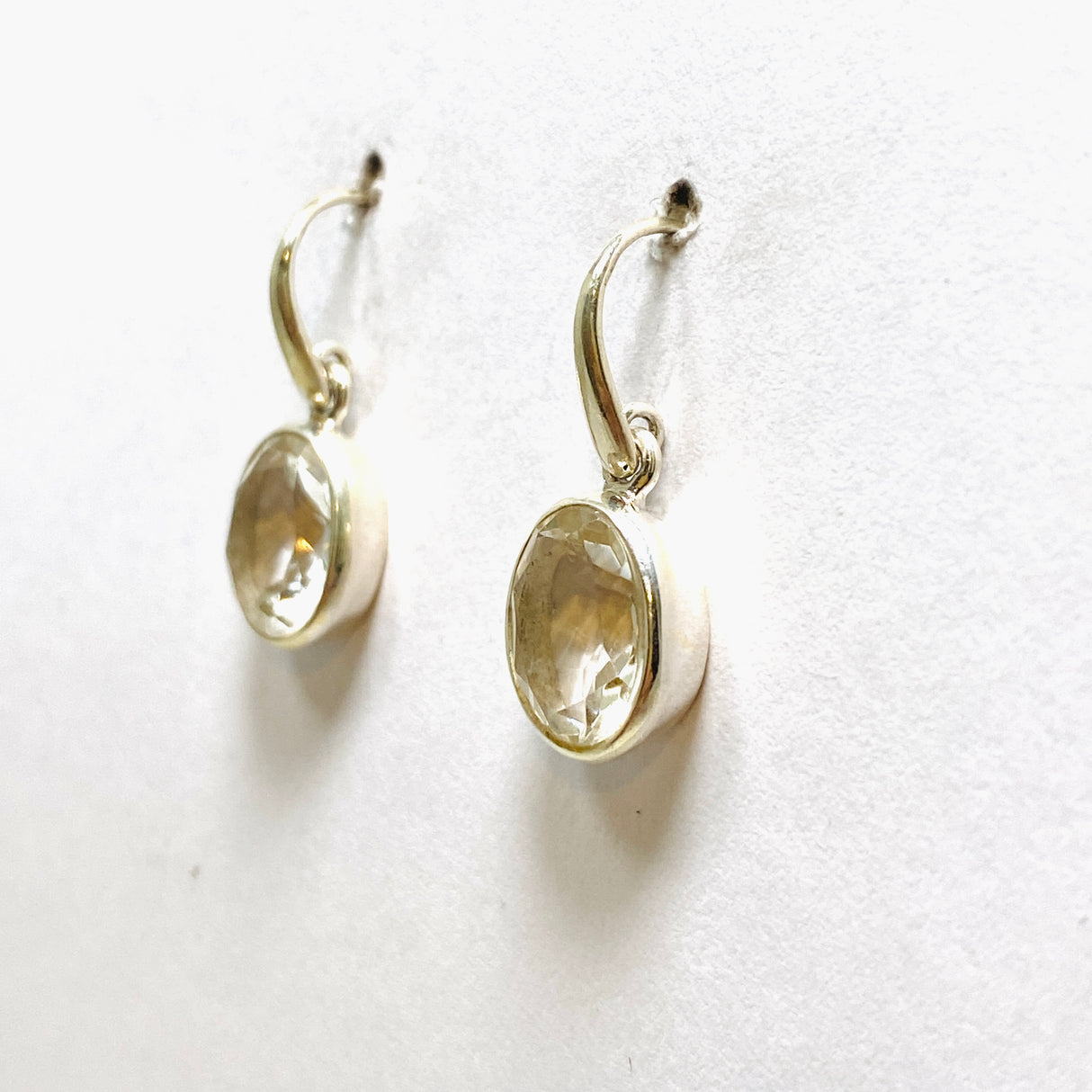 Clear Quartz Oval Faceted Earrings PEGJ218