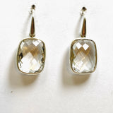 Clear Quartz Rectangular Checkerboard Faceted Earrings PEGJ226