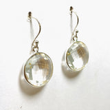 Clear Quartz Round Checkerboard Faceted Earrings PEGJ211