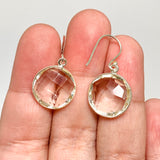 Clear Quartz Round Checkerboard Faceted Earrings PEGJ211