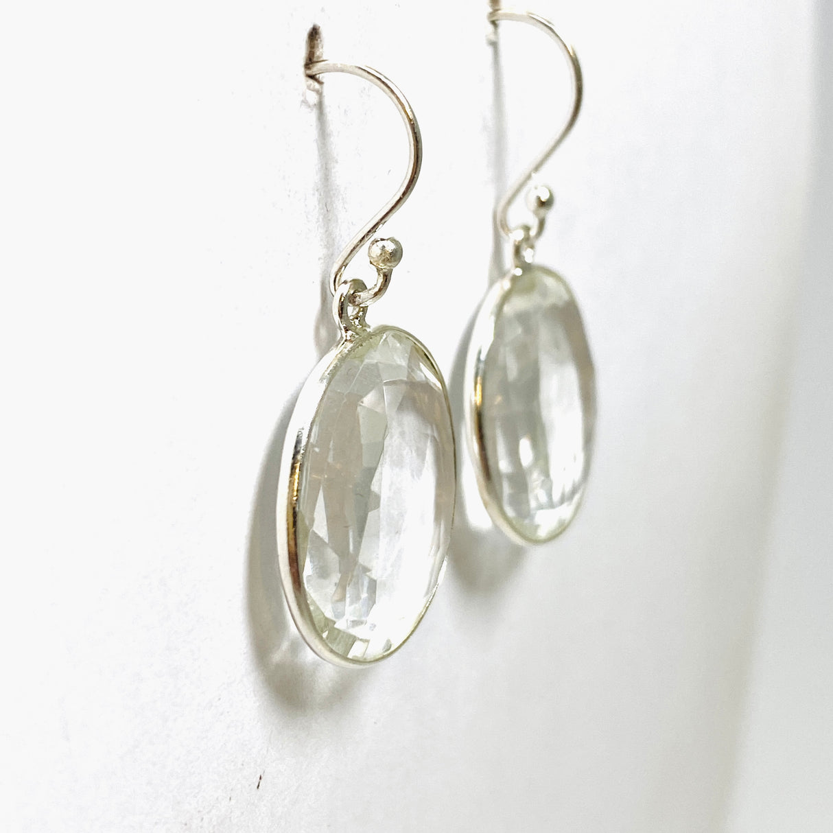 Clear Quartz Round Checkerboard Faceted Earrings PEGJ212