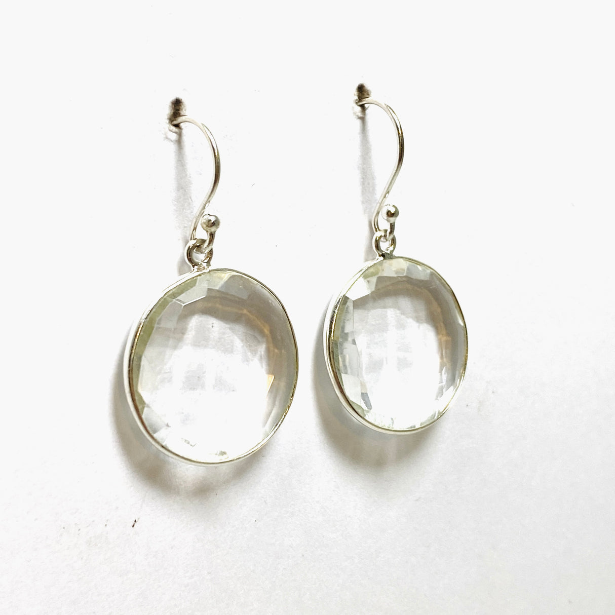 Clear Quartz Round Checkerboard Faceted Earrings PEGJ212