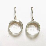 Clear Quartz Round Checkerboard Faceted Earrings PEGJ212