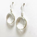 Clear Quartz Round Checkerboard Faceted Earrings PEGJ212