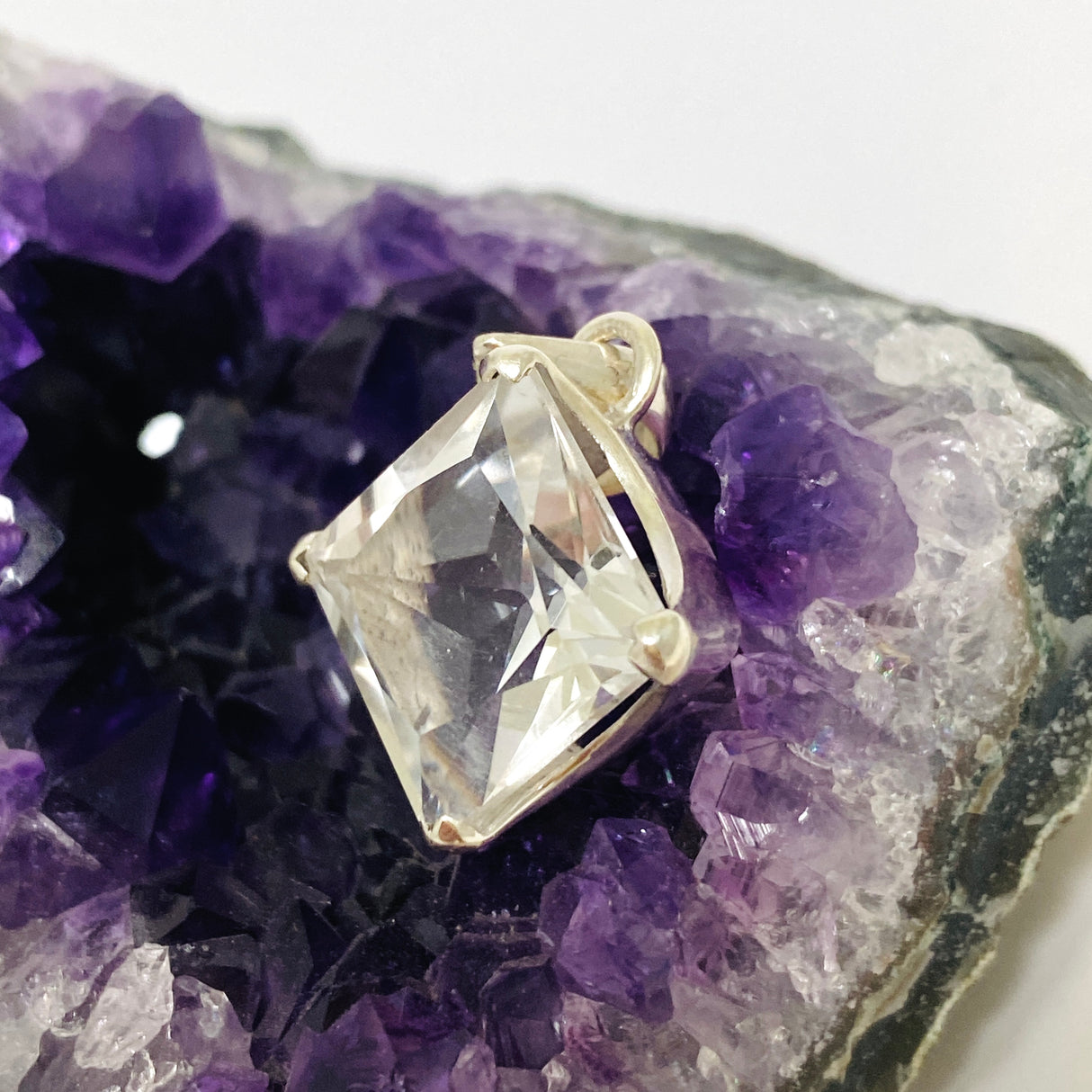 Clear Quartz Square Faceted Pendant PPGJ913