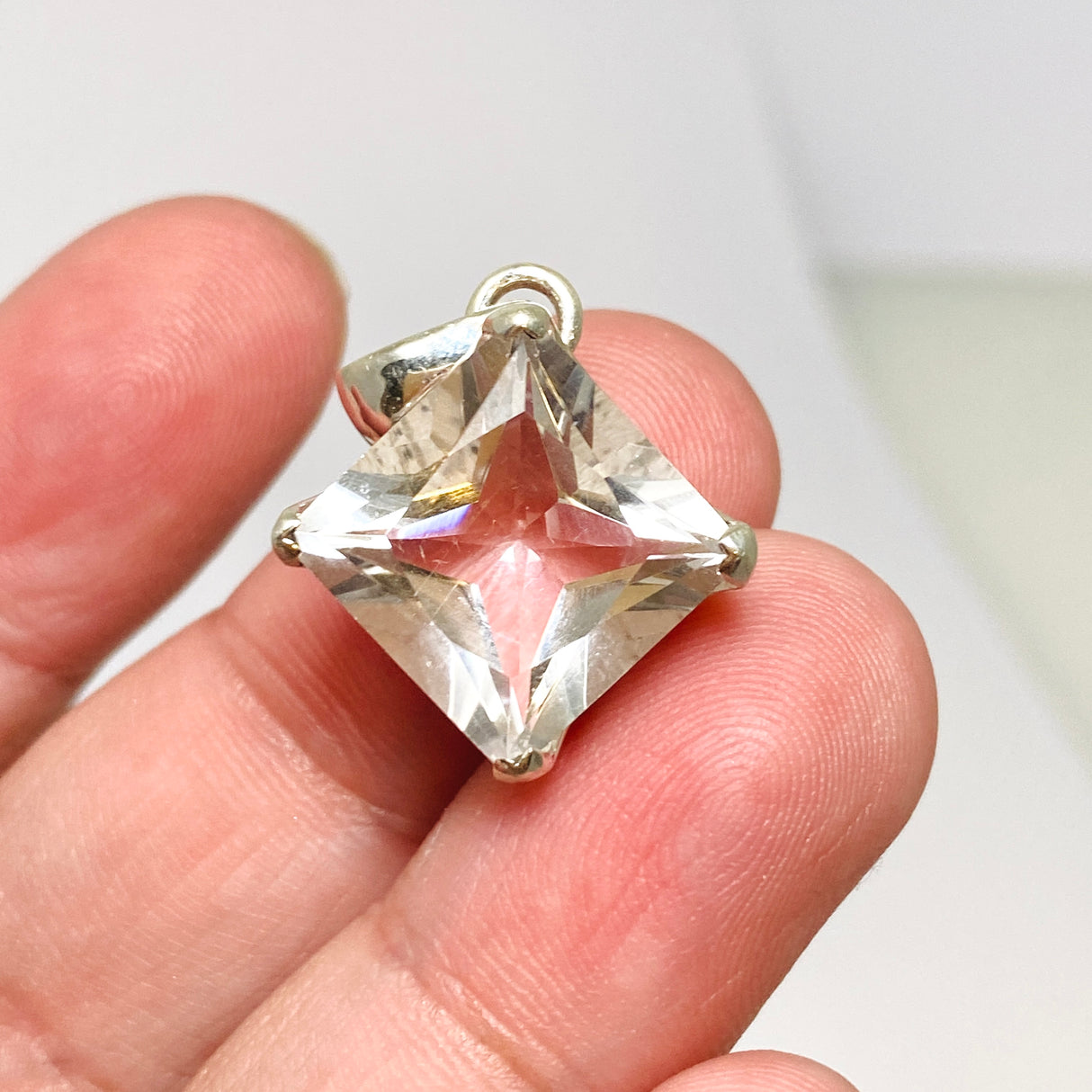 Clear Quartz Square Faceted Pendant PPGJ913