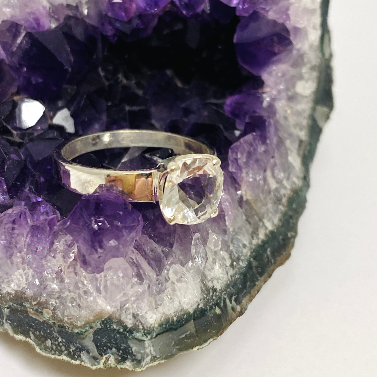 Clear Quartz Square Faceted Ring PRGJ708