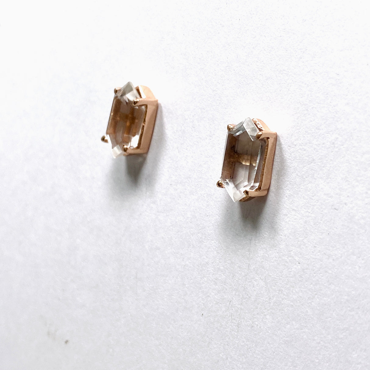 Clear Quartz Stud Earrings in Rose Gold SSGJ64