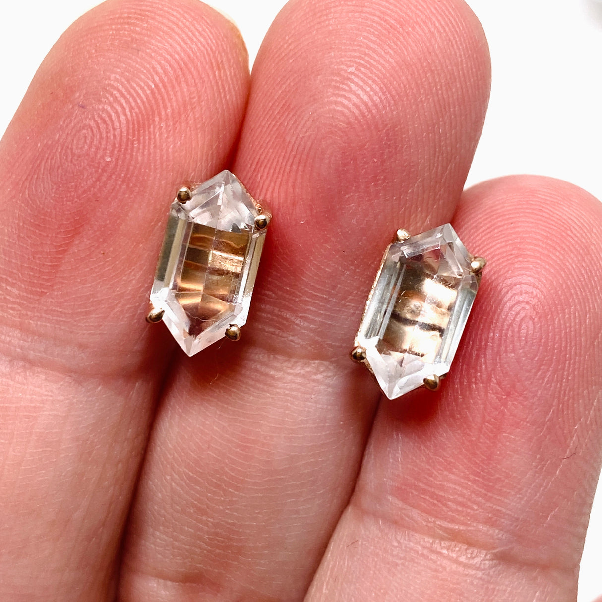 Clear Quartz Stud Earrings in Rose Gold SSGJ64