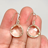 Clear Quartz Teardrop Checkerboard Faceted Earrings PEGJ232