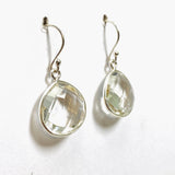 Clear Quartz Teardrop Checkerboard Faceted Earrings PEGJ232