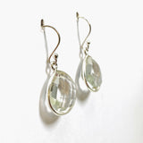 Clear Quartz Teardrop Checkerboard Faceted Earrings PEGJ232